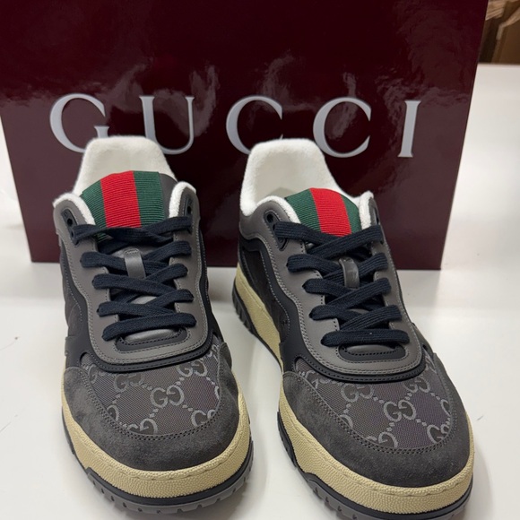 Gucci Other - Gucci mens Gray and Black Sneakers with Red and Green Accents